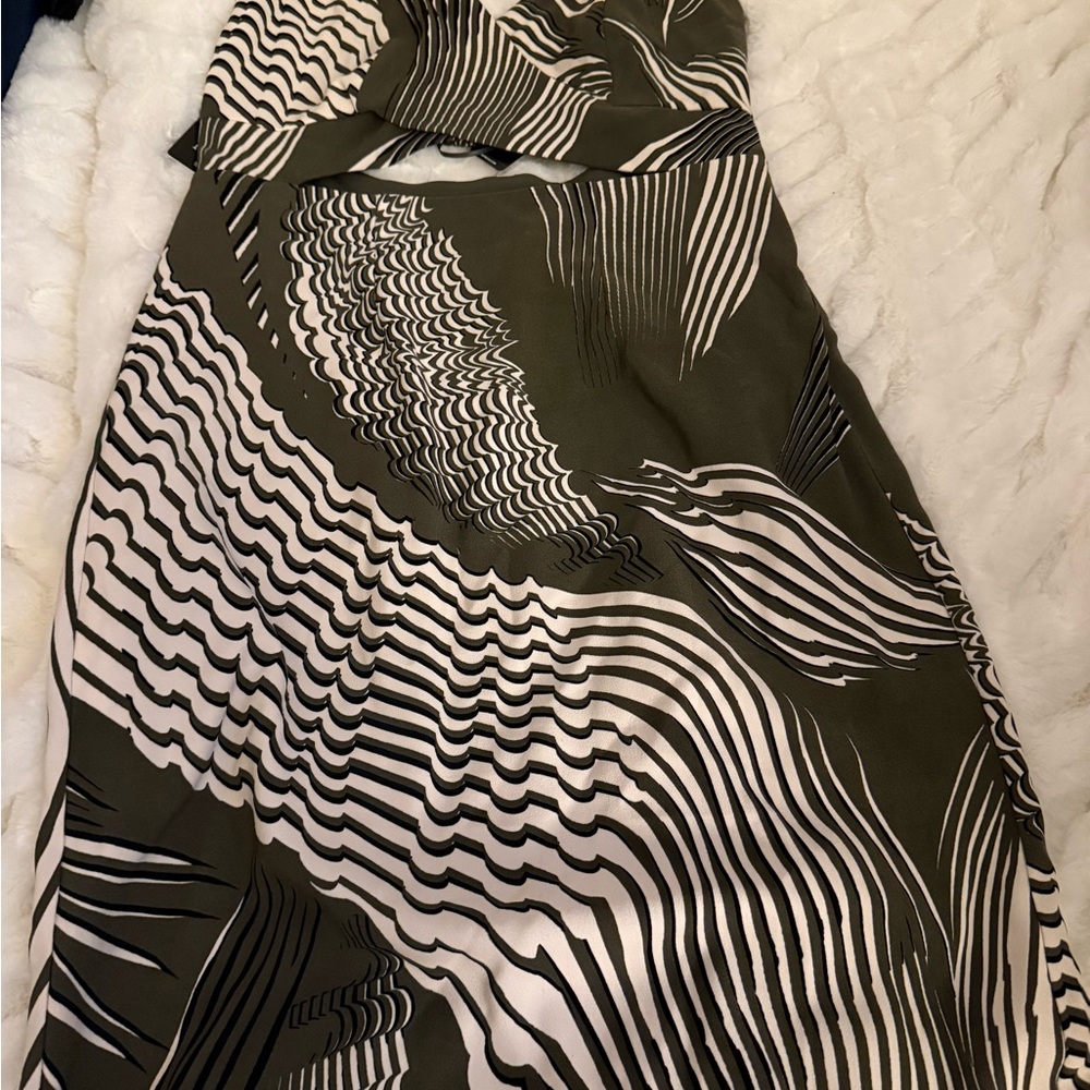 Express Olive and White Dress
